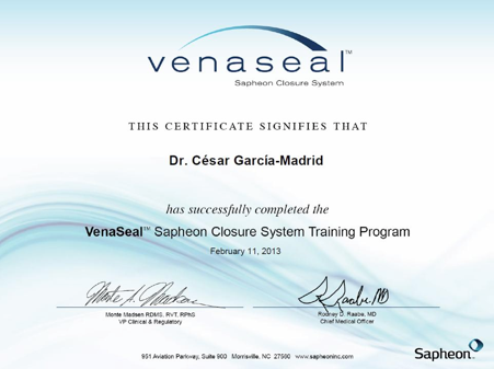 certificado venaseal dr cesar garcia madrid